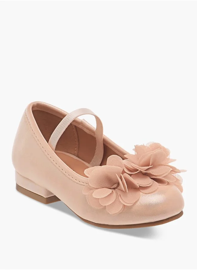 Flora Bella By Shoexpress Girls Flower Applique Ballerina Shoes with Elasticated Strap Ramadan Collection