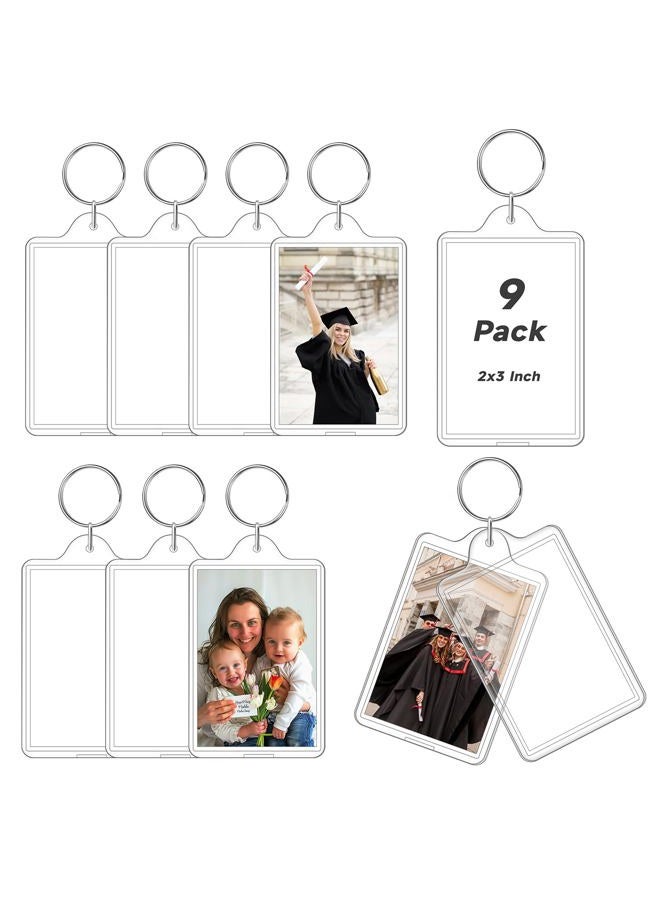 ZYFLSQ 9 Pieces Transparent Acrylic Photo Frame Keychain - Image 1
