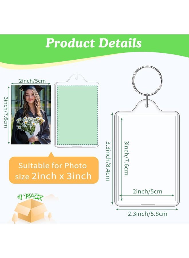 ZYFLSQ 9 Pieces Transparent Acrylic Photo Frame Keychain - Image 2