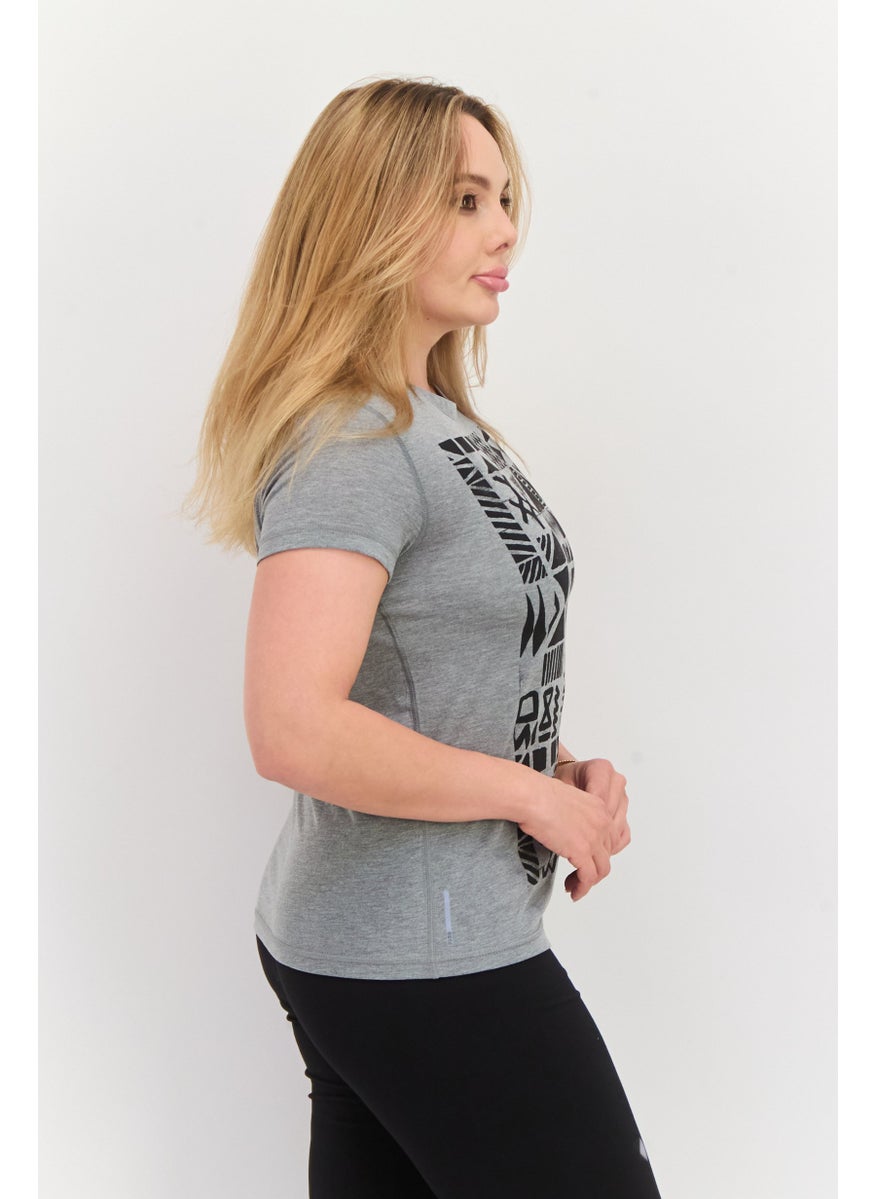 PUMA Women Sportswear Fit Short Sleeve Graphic Top, Grey  - Image 3