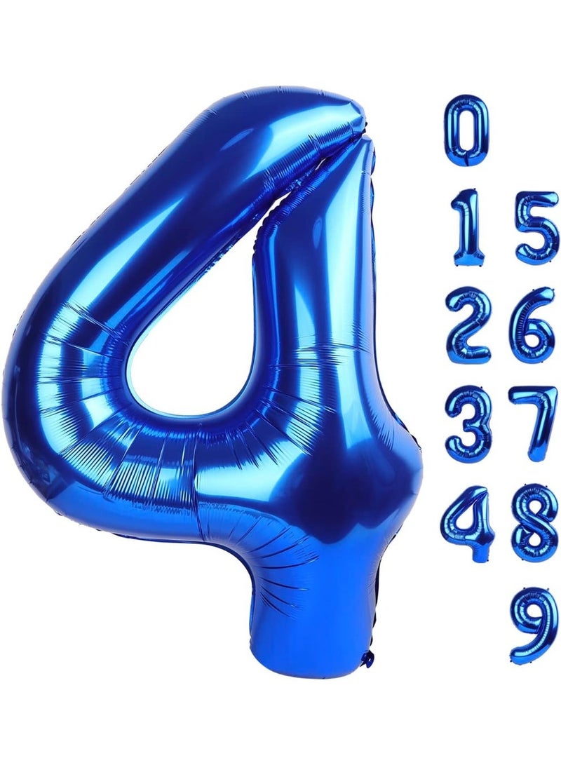 TOY GARDEN 40 Inch Blue Number 4 Foil Balloon for Birthday Party Decorations, Anniversary, Celebration Event Decor, Large Helium Air Fill Number Balloon - Image 1