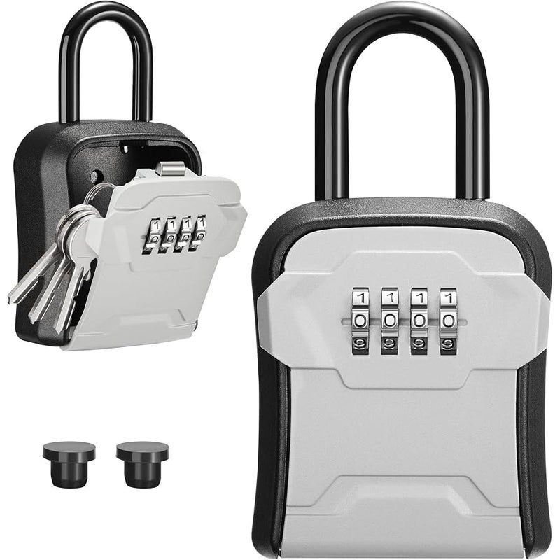 Puroma Lock Box, Key Lock Box Wall Mount & Portable Combination Lockbox with Resettable Code, Security Lockbox for Outside House Keys, Apartment Realtors Spare Keys Storage (1 Pack, Grey) - Image 1
