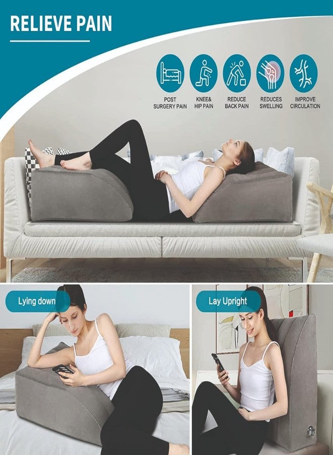 METRON Leg Elevation Pillow for Sleeping | Inflatable Wedge Pillow | Helps in After Surgery Recovery Reducing Swelling & Back Pain | Improves Blood Circulation | Size 22”x19”x8” Inches - Image 2