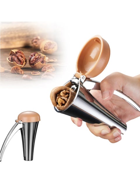 Zinc Alloy Walnut Nut Shelling Tool, 360° Quick Shelling Tool Pecan Nut Cracker Tool, Vertical Walnut Clamp Funnel Walnut Peeling Tool Reusable Kitchen Tools for Most Nuts (Upgrade Large)