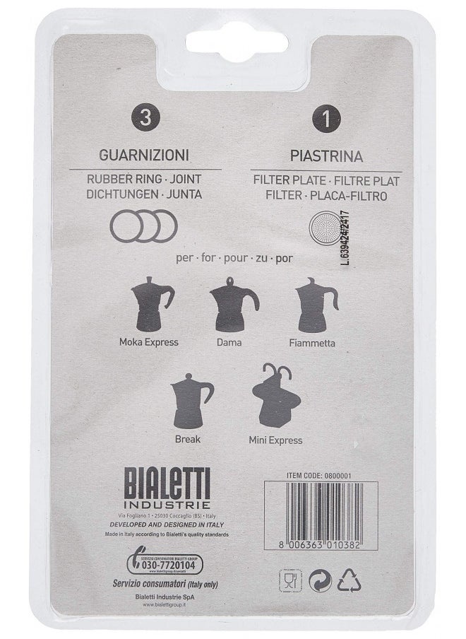 BIALeTTI Bialetti Replacement Gaskets And Filter For 1 Cup Moka / Break / Dama / Mini Express Espresso Makers (1-Cup Size)  - Image 2