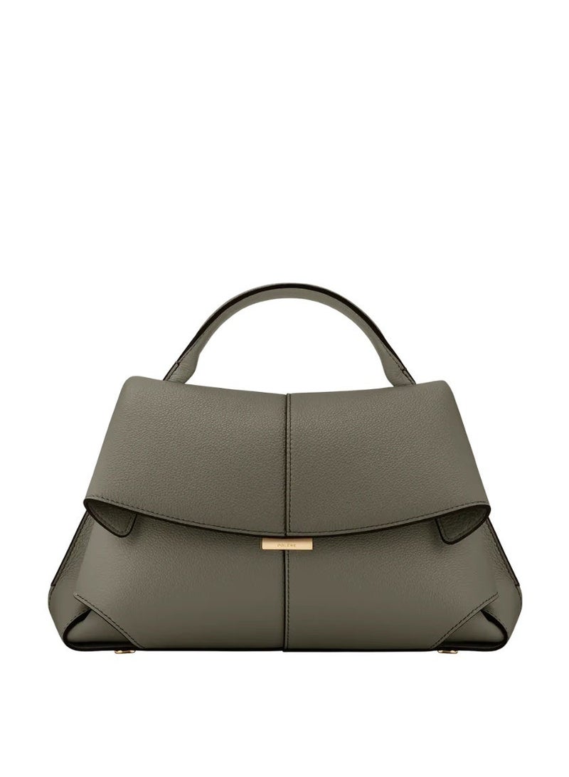 Polène Smile Vintage Leather Pleated Handbag / Shoulder Crossbody Camera Bag - Smoke Green - Image 1