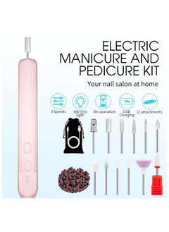 JOSQUEWNN Electric Nail Drill, Professional Nail File Manicure Pedicure Kit, Cordless Electric Nail File Set, Rechargeable Pedicure Tools for feet, 3 Speeds Hand Foot Care Nail Drill for Thick Nail Toenail Cuticle  - Image 2