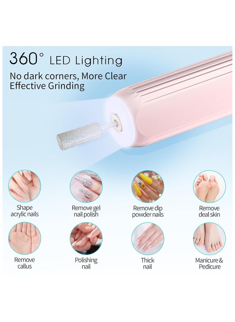 Electric Nail Drill, Professional Nail File Manicure Pedicure Kit, Cordless Electric Nail File Set, Rechargeable Pedicure Tools for feet, 3 Speeds Hand Foot Care Nail Drill for Thick Nail Toenail Cuticle