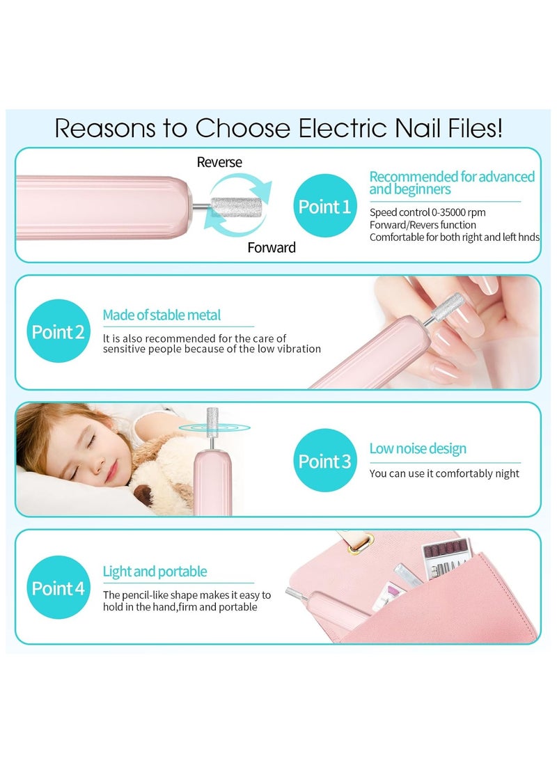 Electric Nail Drill, Professional Nail File Manicure Pedicure Kit, Cordless Electric Nail File Set, Rechargeable Pedicure Tools for feet, 3 Speeds Hand Foot Care Nail Drill for Thick Nail Toenail Cuticle