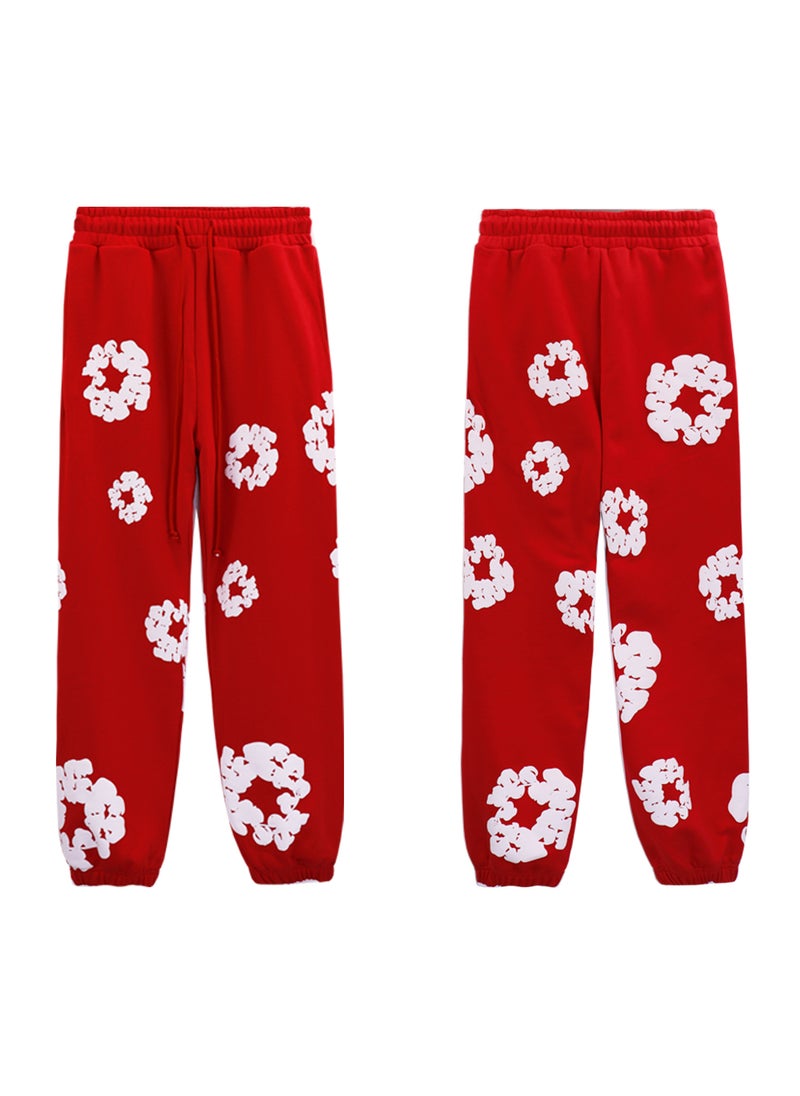 Generic - Autumn Winter Couples Hoodie Sweatpants Set 8155 Red - Image 1