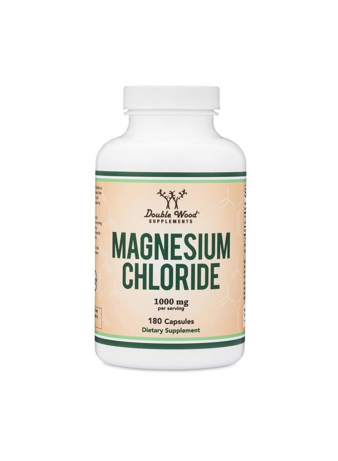 Double Wood Supplements كلوريد المغنيسيوم (كلوريد المغنيسيوم) - 180 كبسولة، 1,000 ملغ لكل حصة، يدعم صحة الجهاز الهضمي والعظام - خالي من الكائنات المعدلة وراثيًا وخالي من الغلوتين من دابل وود للمكملات - Image 4