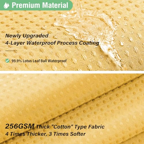 Dynamene Gold Fabric Shower Curtain - Waffle Weave Textured Heavy Duty Cloth Shower Curtains for Bathroom, 256GSM Hotel Luxury Weighted Bath Curtain Set with 12 Hooks,72x72, Gold - Image 4