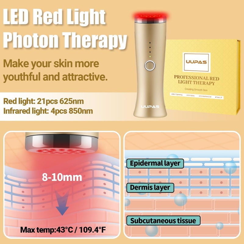 UUPAS Professional Red Light Therapy Facial Massager - Skin Tightening, Anti-Aging, and Wrinkle Removal Device - Image 5