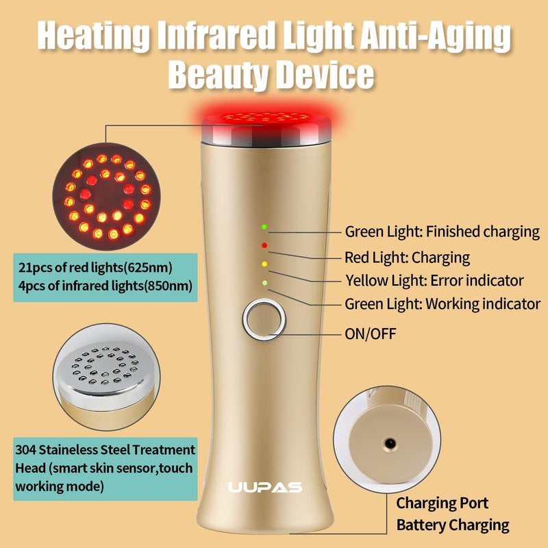 UUPAS Professional Red Light Therapy Facial Massager - Skin Tightening, Anti-Aging, and Wrinkle Removal Device - Image 3