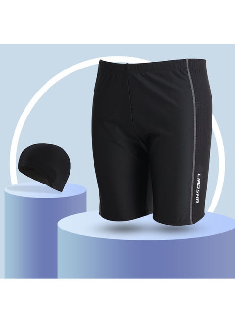 Swimming Trunks Men's Plus Size Plus Size Men's Adult Men's Anti-splashing Quick-drying Conservative Shorts Chubby Swimwear Age-reducing-Color:2307 Five-point Swimming Trunks + Swimming Cap-