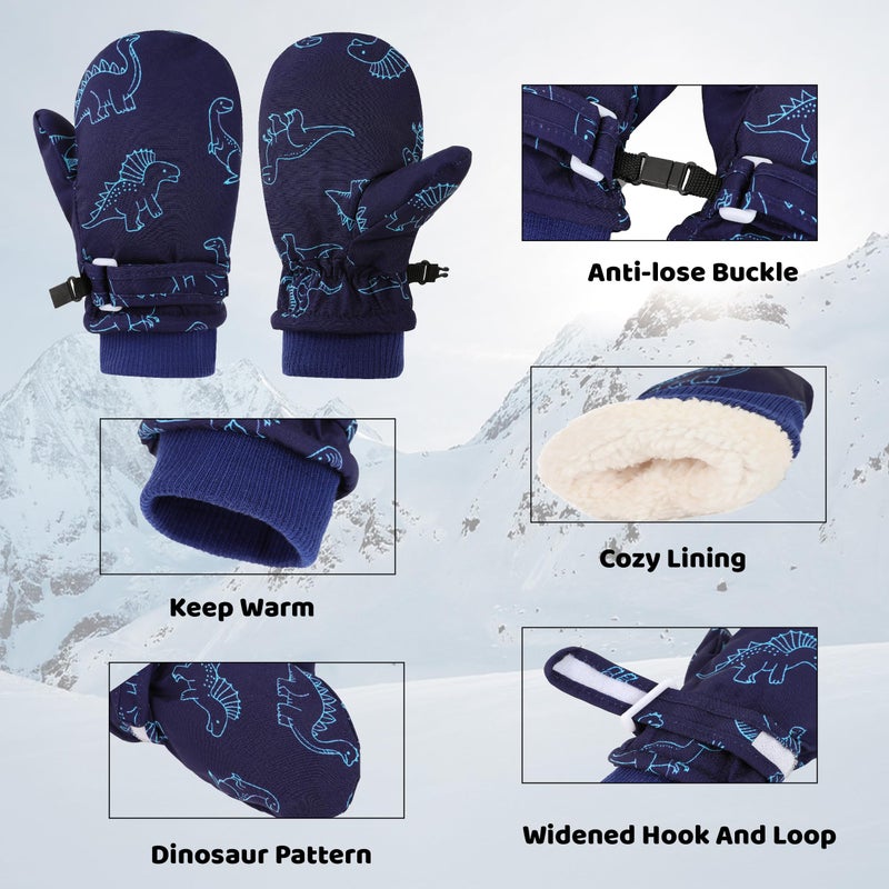 Enbaohui Baby Waterproof Mittens Threaded Waterproof Mitten Fleece Lined Glove Kids Snow Ski Mitten For Boys Girls 6Months-5T - Image 3