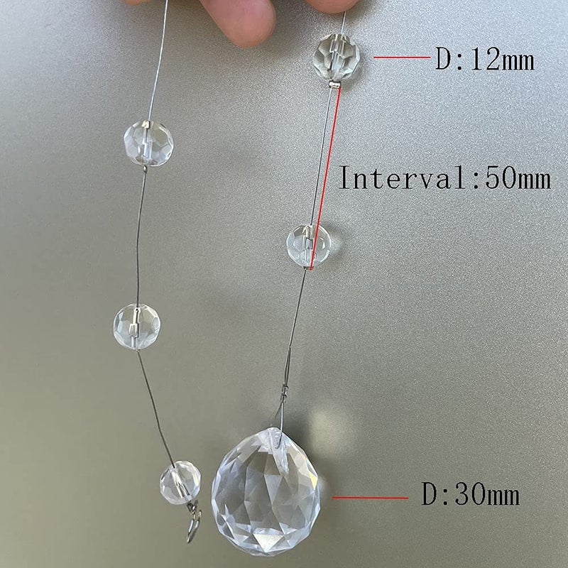 Bolo.ban Crystal Beaded String Clear Glass Beads Garland Strands Hanging Wedding Arch Decor Curtain Chandelier Christmas Tree Ornaments Door String Beaded Drapes Decoration Accessories(3.3 Feet 5pcs) - Image 5