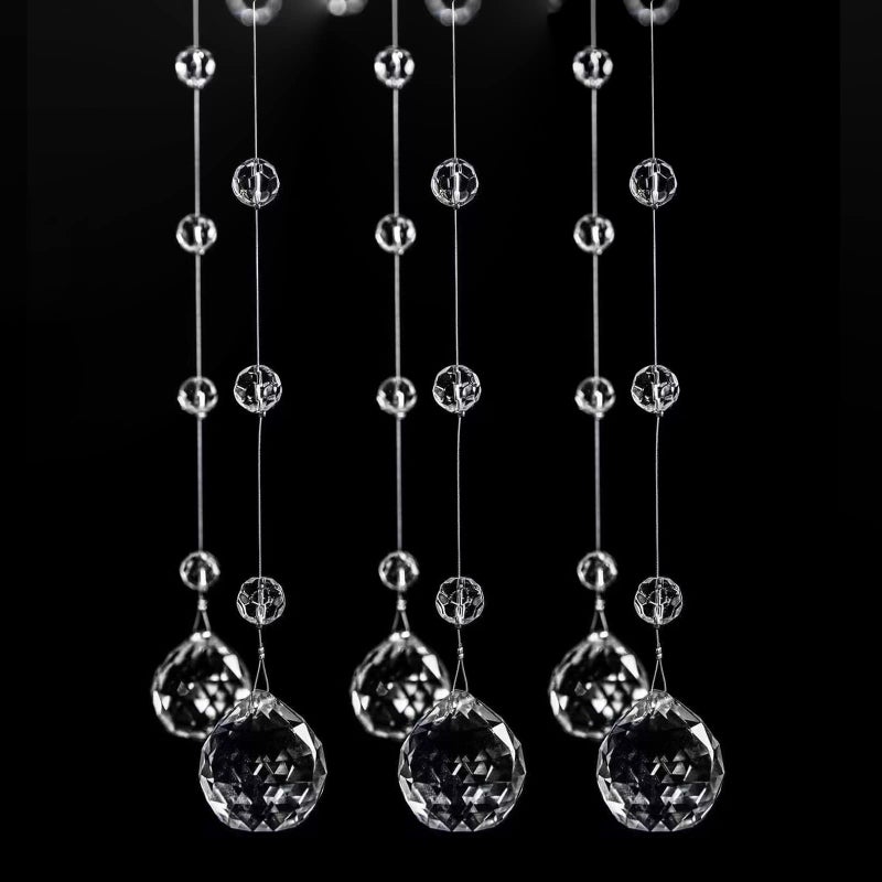 Bolo.ban Crystal Beaded String Clear Glass Beads Garland Strands Hanging Wedding Arch Decor Curtain Chandelier Christmas Tree Ornaments Door String Beaded Drapes Decoration Accessories(3.3 Feet 5pcs) - Image 1
