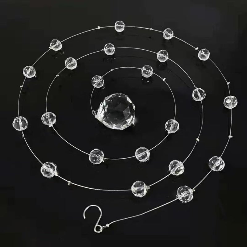 Bolo.ban Crystal Beaded String Clear Glass Beads Garland Strands Hanging Wedding Arch Decor Curtain Chandelier Christmas Tree Ornaments Door String Beaded Drapes Decoration Accessories(3.3 Feet 5pcs) - Image 2