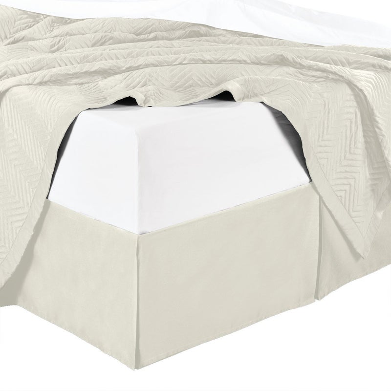 sheetsnthings Microfiber Bed Skirts (14 inch Drop) -Full Size, Solid Ivory- Pleated Tailored Bedskirts with Split Corners - Image 2