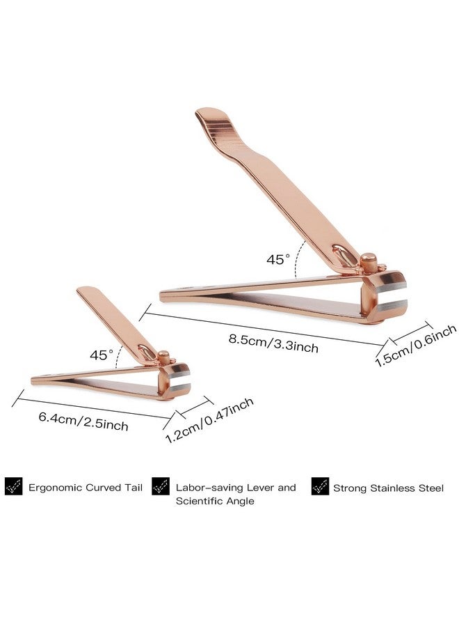 Rocutus 2Pcs/Set Portable Nail Scissors Adult Pedicure Nail Clippers Household Small Scissors Foot Manicure Scissors Manicure Tools (Rose Gold) - Image 2