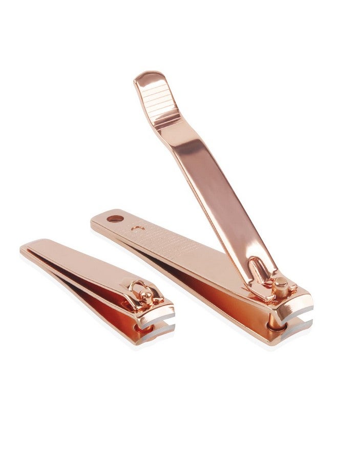 Rocutus 2Pcs/Set Portable Nail Scissors Adult Pedicure Nail Clippers Household Small Scissors Foot Manicure Scissors Manicure Tools (Rose Gold) - Image 1