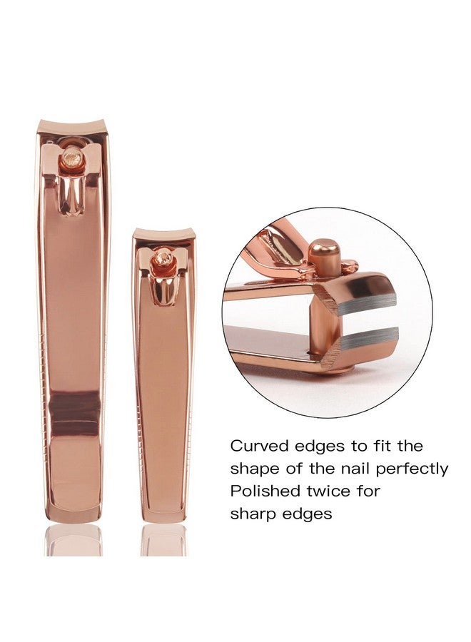 Rocutus 2Pcs/Set Portable Nail Scissors Adult Pedicure Nail Clippers Household Small Scissors Foot Manicure Scissors Manicure Tools (Rose Gold) - Image 3