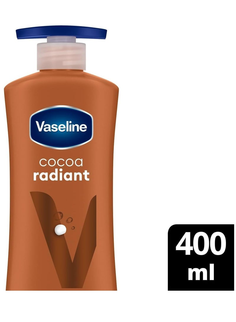 Vaseline Body Lotion Cocoa Radiant with Cocoa Butter, Non-Greasy Formula, Restores Glow To Dull, Dry Skin, 400ml - Image 2