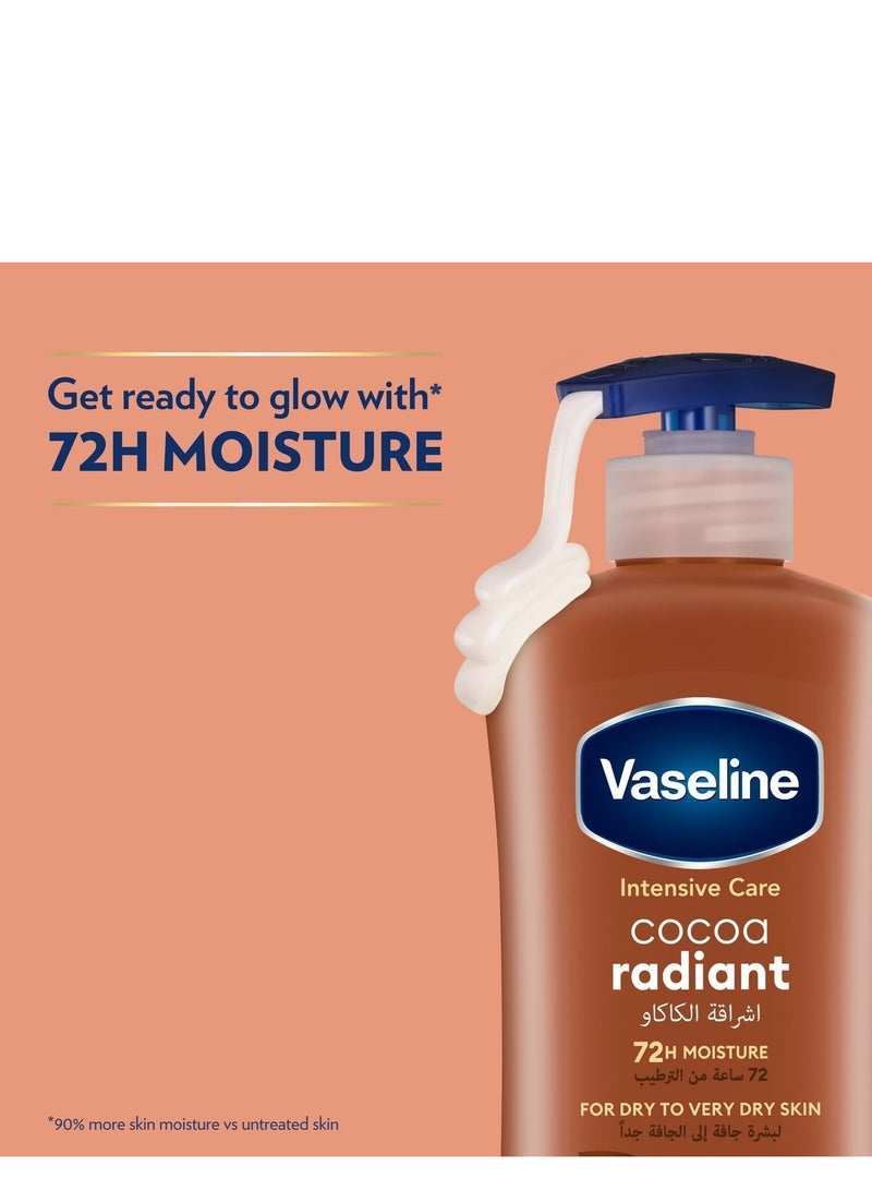 Vaseline Body Lotion Cocoa Radiant with Cocoa Butter, Non-Greasy Formula, Restores Glow To Dull, Dry Skin, 400ml - Image 4