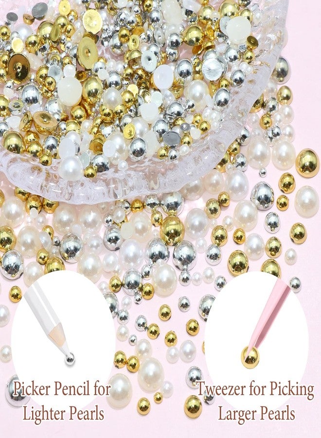 BELICEY 24-Grids Flatback Pearl Beads for Craft 4 Color Half Round Acrylic Pearls for Nails Art,Mixed Size Nail Charms Gems Rhinestones Beads for DIY Manicure Jewelry Decor - Image 4