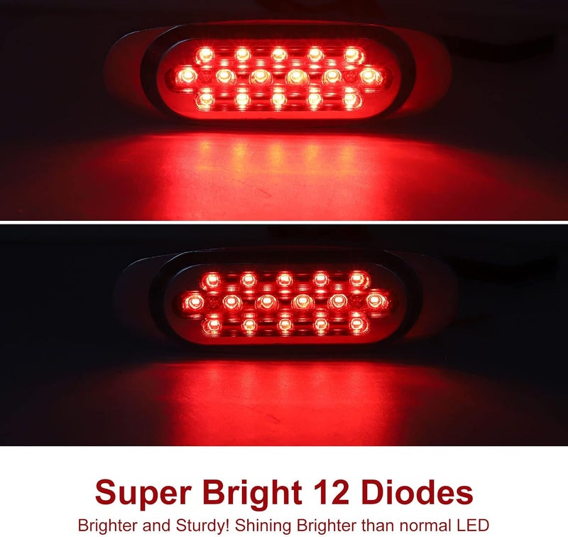 Ourbest ضوء علامة جانبي مقطورة بيضاوي، قطعتان 12 ديود LED ضوء إخلاص مقطورة ضوء LED علامة مقطورة للشاحنة الخلفية الاحتياطية فان بيك أب ATV شاحنات (أحمر) - Image 3