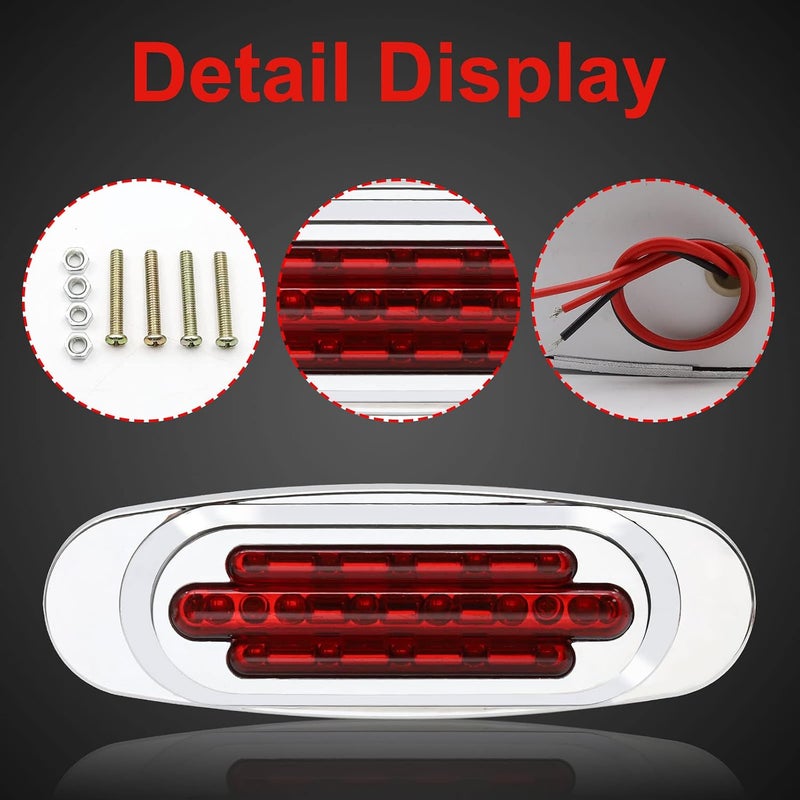 Ourbest ضوء علامة جانبي مقطورة بيضاوي، قطعتان 12 ديود LED ضوء إخلاص مقطورة ضوء LED علامة مقطورة للشاحنة الخلفية الاحتياطية فان بيك أب ATV شاحنات (أحمر) - Image 4