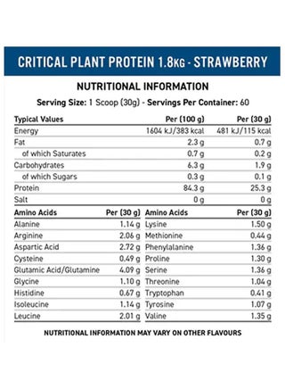 Critical Plant Protein Powder Vegan Protein - Vanilla - (1.8kg) - view 2