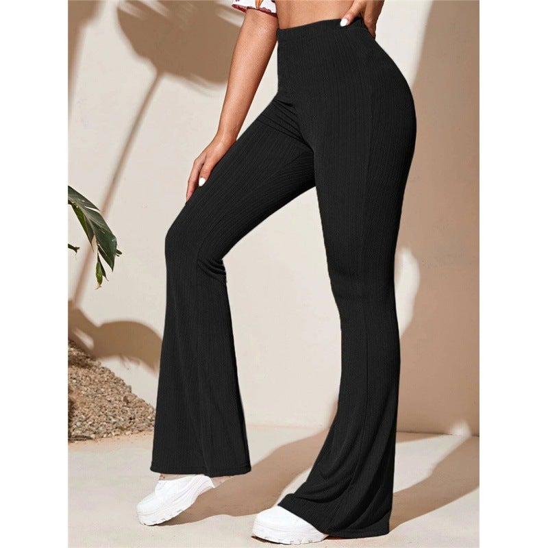 Amazon AliExpress European and American New Womens Casual Knitted Sports Pants Pendant Fallon High Waist Yoga Pants Wine red  - Image 3