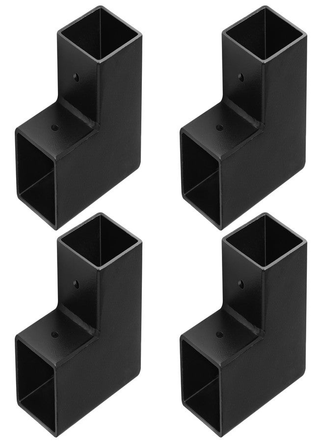MOUNTAIN_ARK 4 Pack 1-1/2" Black Square Tube Fittings - 2 Way Connector, L Square Tubing Elbow Corner Joint Fence Rail Clamp, 2.6 mm Thick - Image 4