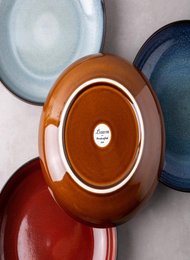 LERATIO Pasta Bowls,Ceramic 38oz Pasta Bowls,9.0" Reactive Glaze Pasta Bowl Set of 4,Microwave & Dishwasher,Oven Safe,Large Wide Serving Bowls for Salad, Dessert,Pizza,Fruit -Colorful - Image 5