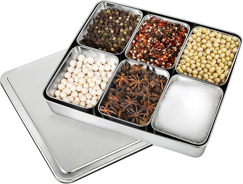304 Stainless Steel Japanese Style Spice Organizer Box Multi Compartment Kitchen Restaurant - Image 2