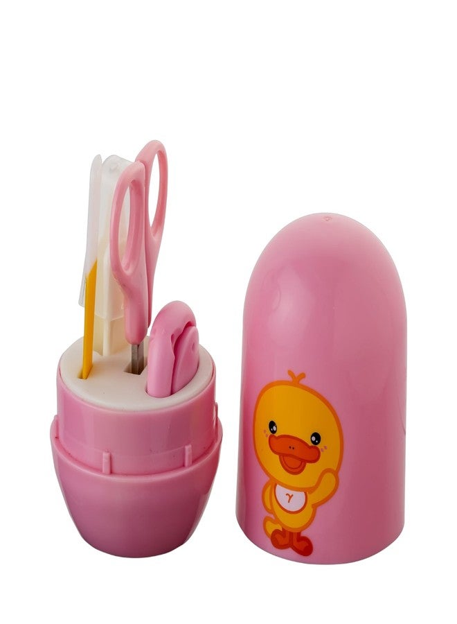 NVS KIDS New Born Baby 4 in1 Nail Grooming Kit for Baby Manicure Set with Kids Nail Cutter, Tweezer, Filer and Scissors (Pink) - Image 1