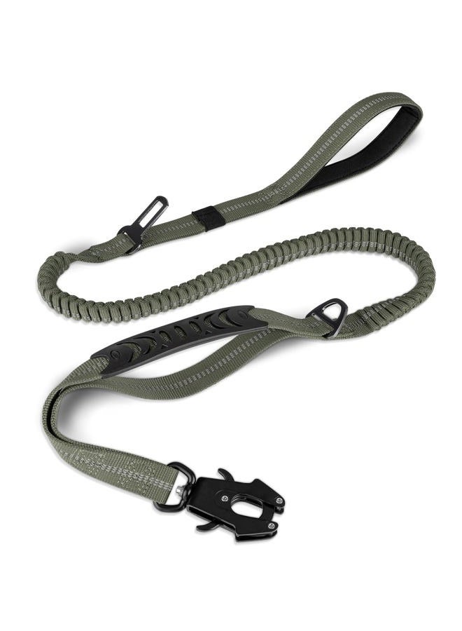 Joytale Tactical Dog Leash Heavy Duty, 4-6FT Shock Absorbing Bungee Lead with 2 Padded Handle, Metal Carabiner Clip, Car Seatbelt, Strong No Pull Leash for Medium Large X-Large Dogs, Army Green  - Image 1