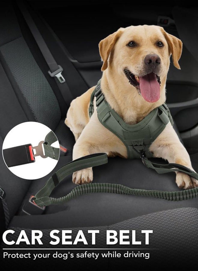 Joytale Tactical Dog Leash Heavy Duty, 4-6FT Shock Absorbing Bungee Lead with 2 Padded Handle, Metal Carabiner Clip, Car Seatbelt, Strong No Pull Leash for Medium Large X-Large Dogs, Army Green  - Image 5
