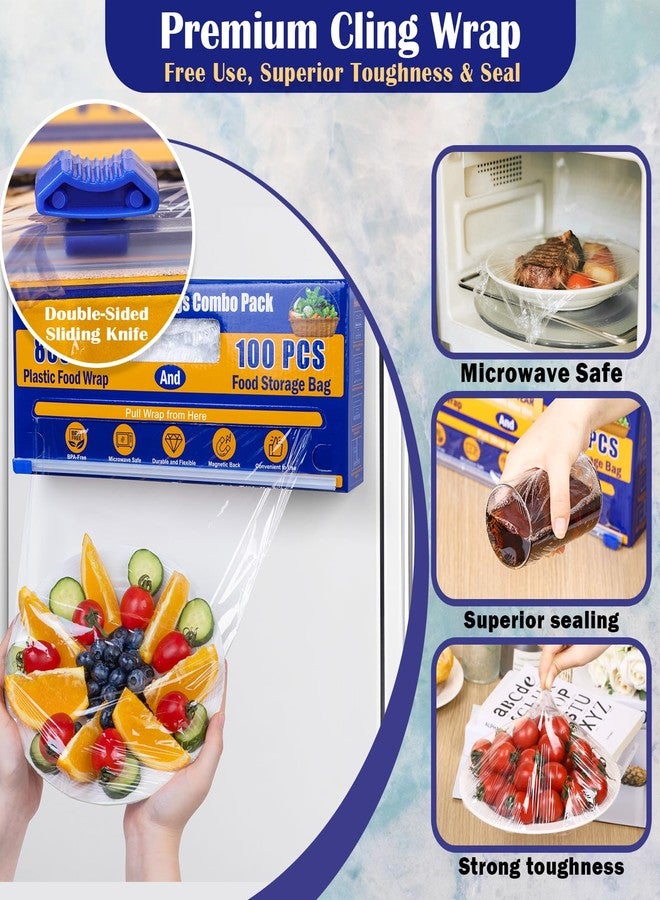 Navona Plastic Wrap with Slide Cutter for Food, 800Ft Cling Film with Magnetic Back, Includes 100 Reusable Plastic Bowl Covers for Home & Commercial Use Food Service, BPA Free - Image 4