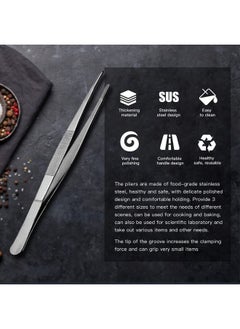 AESIFR 3pcs Kitchen Food Tongs, Fine Tweezer Tongs Stainless Steel Long Tweezers Grill Tongs for Cooking Kitchen Premium Tweezers Tongs Japanese Style Multifunction Cooking Tongs Barbecue Tongs  - Image 3