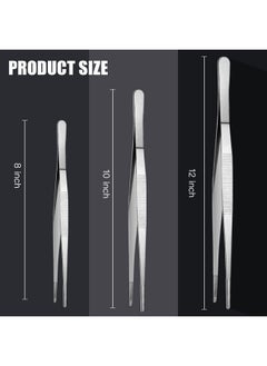 AESIFR 3pcs Kitchen Food Tongs, Fine Tweezer Tongs Stainless Steel Long Tweezers Grill Tongs for Cooking Kitchen Premium Tweezers Tongs Japanese Style Multifunction Cooking Tongs Barbecue Tongs  - Image 2