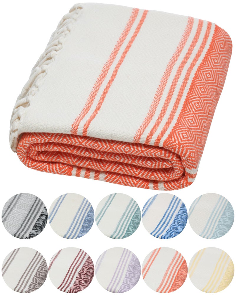 DEMMEX OekoTEX Certified Ultra Soft Turkish Cotton Beach Towel  Extra Large Thin Lightweight SandFree QuickDry Travel Towel for Adults  Prewashed 100 Turkish Cotton 71x36 Inches Coral