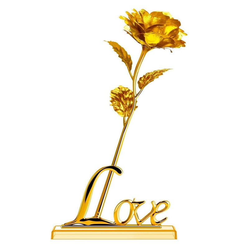 Natali Valentine Love Gift Combo Artificial Golden Rose I Love You Ring - Image 2
