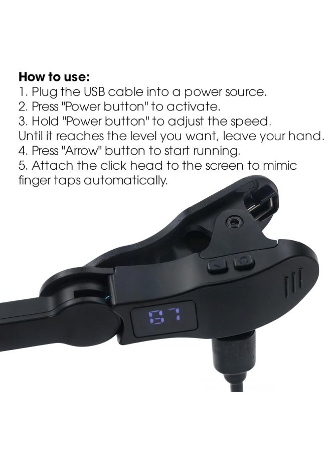 SmartTap Auto Screen Clicker – Portable USB Screen Tapping Device with Adjustable 108-Speed Digital Display, Silent Finger Simulator for Games, Likes, Tasks & Rewards  - Image 2