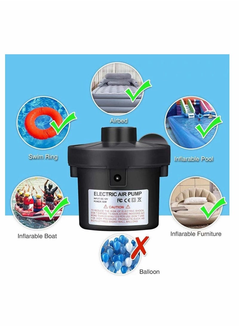 Y&D Electric Air Pump, Camping Pumps Inflator, Deflator for Airbeds, Paddling Pools, Toys, Inflatable Sofa, Raft Mattress, with 3 Nozzles, 50W  - Image 1