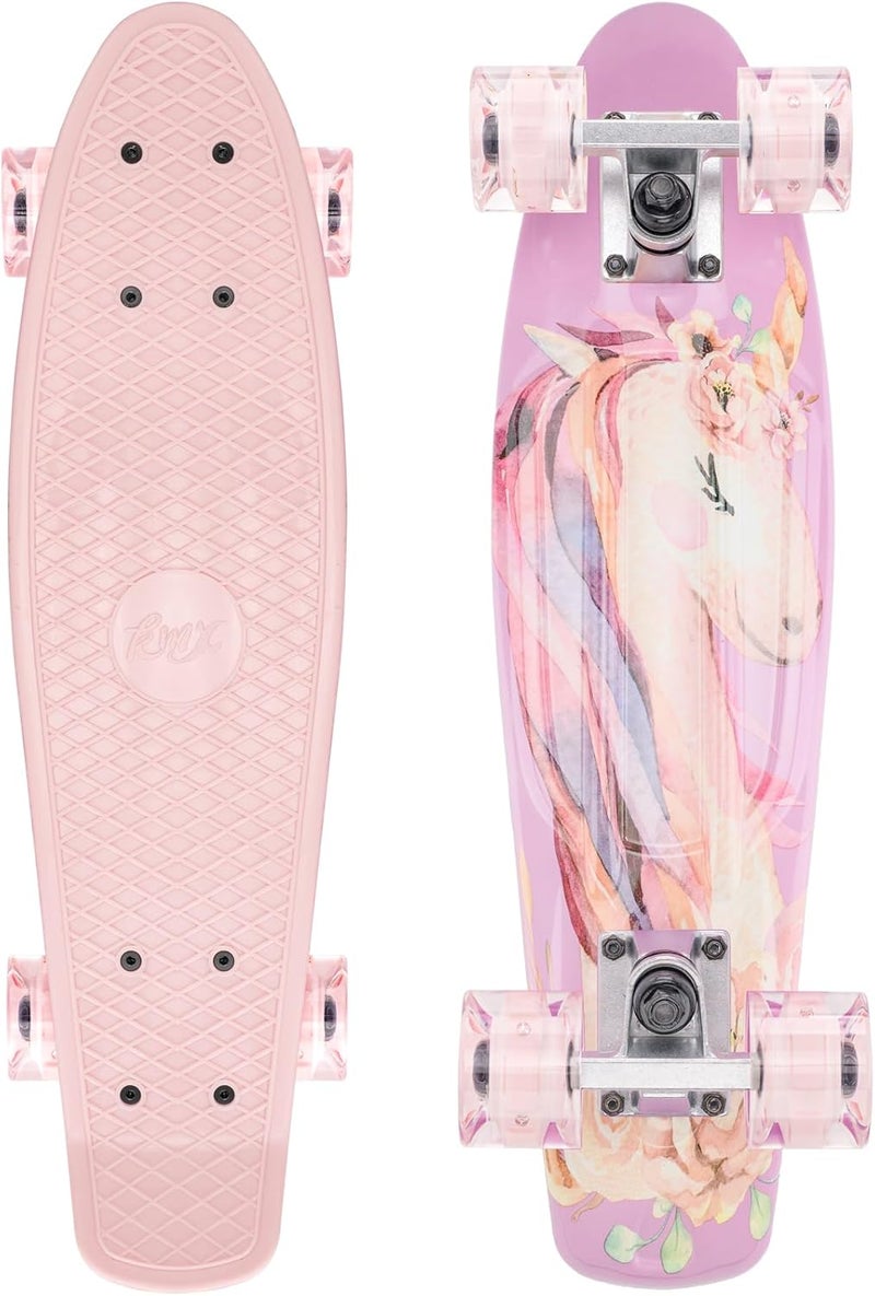 KMX Skateboard 22 and 27 Inch, Classic Mini Cruiser Skateboard for Boys, Girls, Kids, Students, Adults, Teens, Mini Cruiser Board for Beginners and Advanced - Image 1