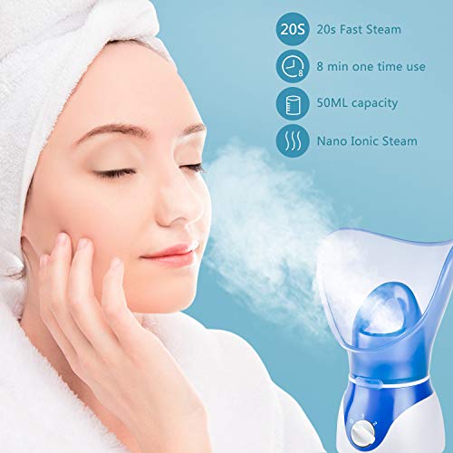 Seneryla Face Steamer for Facial Deep Cleaning, Facial Steamer for Women, 2 Modes Nano Ionic Facial Steamer for Unclogs Pores, Hydrating, Blue(Include Blackhead Remover Kit, Brush, Headband) - Image 5
