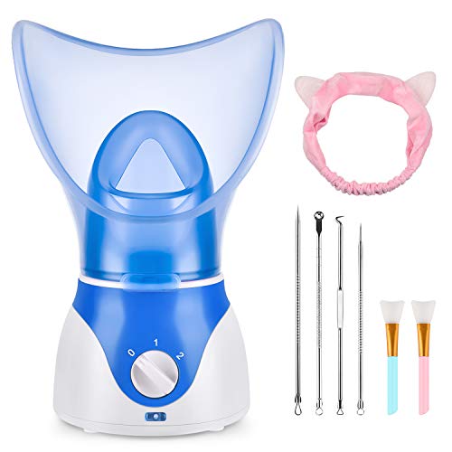 Seneryla Face Steamer for Facial Deep Cleaning, Facial Steamer for Women, 2 Modes Nano Ionic Facial Steamer for Unclogs Pores, Hydrating, Blue(Include Blackhead Remover Kit, Brush, Headband) - Image 1